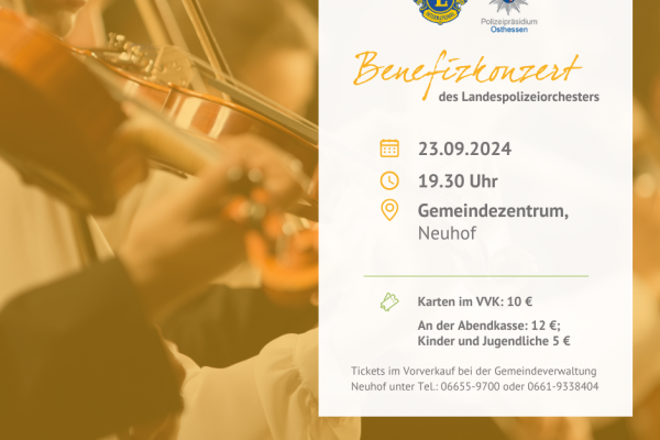 Bild Benefizkonzert für den guten Zweck – mit dem Landespolizeiorchester Hessen am 23.09.2024 in Neuhof