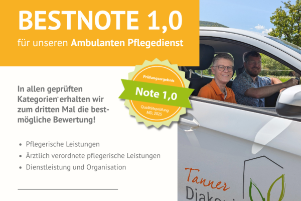 Bild Bestnote 1,0 für unseren ambulanten Pflegedienst – zum dritten Mal in Folge!
